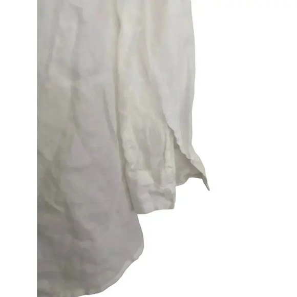 Soft Surroundings White Roll Tie Linen Tunic Top Size Medium - Picture 5 of 5